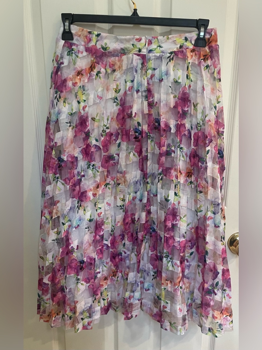 Kidichic Women’s Floral Pleated Midi Skirt Pink Elastic Size 20 Girls